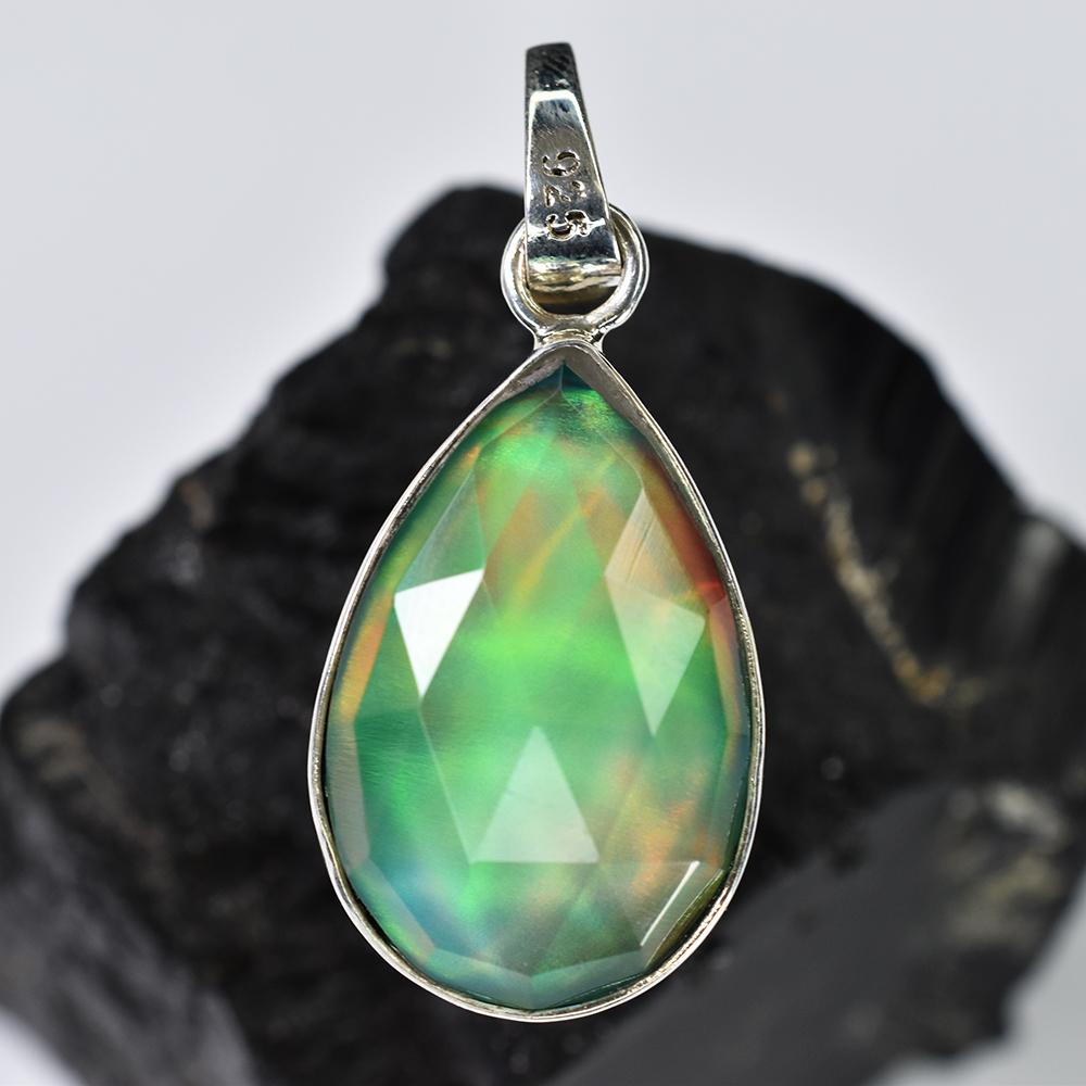 Natural Opal Pendant 925 Sterling Silver Gems 20ct Pear October Birthstone for Gem Collections