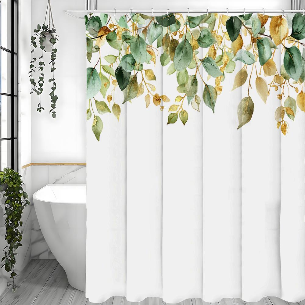 

Занавеска для душа Fresh Leaf, Декоративная занавеска для душа для ванной комнаты, Водонепроницаемая занавеска для душа с крючками 90*180cm