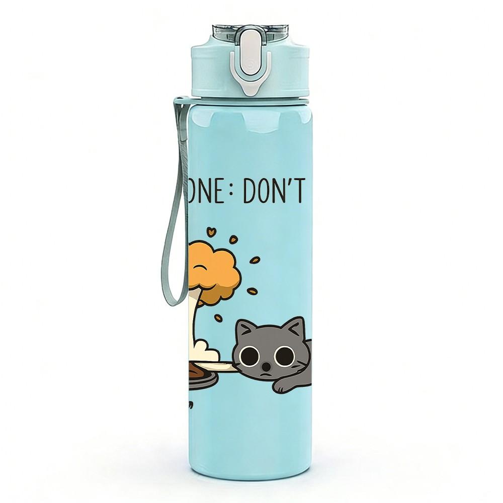 1PC Everyone Don't Do That Mushroom Cat 750ml Color Plastic Sports Water Bottle Leakproof Flip Straw Lid Suitable for Sports Office Home Use