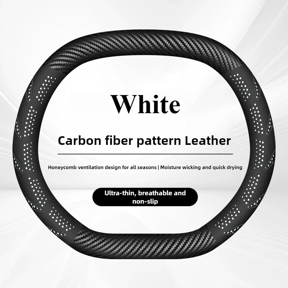 Car Carbon fiber Suede Leather Steering Wheel Cover for Ford Explorer EV Transit  2024 2025  accessories Carbon White C