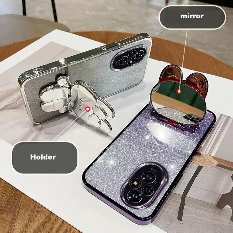 Rabbit Mirror Bracket Case for Honor 200 Pro 100 90 Lite 70 X9A X9B X8A X8B X7A X7B X6A Honor 200 Lite Seismic Protective Shell