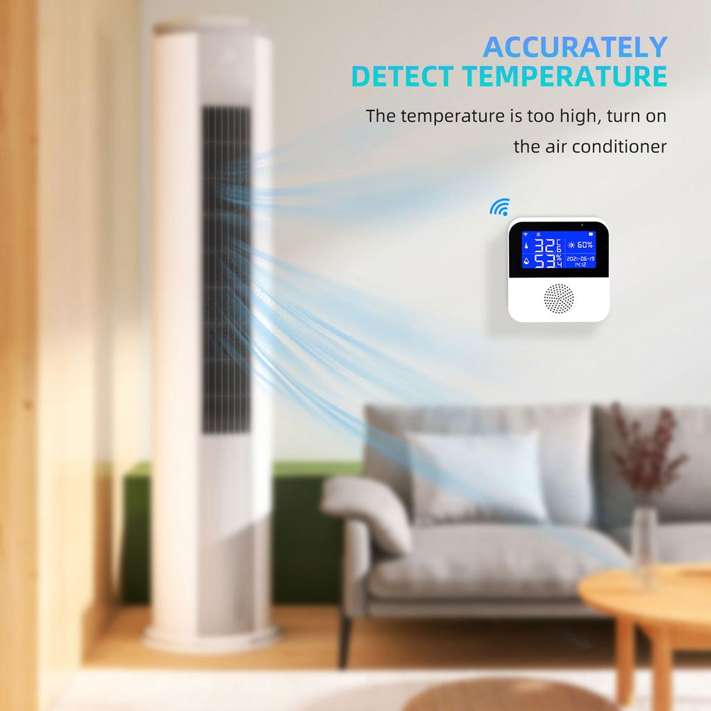 Smart Temperature Humidity Meter WiFi 5 in 1 Digital Display APP Control Sensor for Workshop