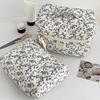 1pcs Cotton Black Flower Women Cosmetic Bag Fabric Storage Bags Small Big Capacity Travel Organzier Pouch Women Makeup Case
