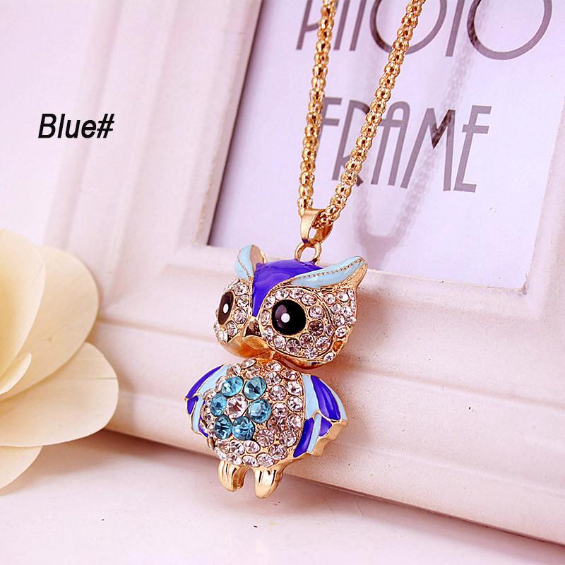 Luxurious Crystal Pendant Long Necklace Featuring Vintage Punk Style Rhinestone Owl