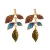 Retro court style painted stud earrings color matching flower glaze enamel design ring simple atmosphere high-end earrings