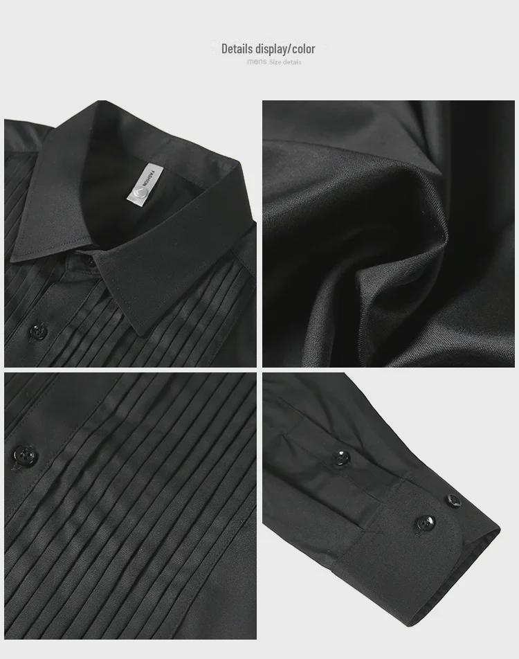 Men's Palace Style Pleated Long Sleeve Wedding Shirt