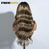 FREEDOM Synthetic Lace Front Wigs For Women 26 Inches Body Wave Wig Ombre Brown Blonde Lace Wig Synthetic Highlight Cosplay Wig