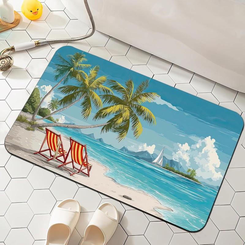 Absorbent Diatomaceous Mud Bath Mat Shower Entrance Non-Slip Bathroom Floor In American Style Washable Rectangle