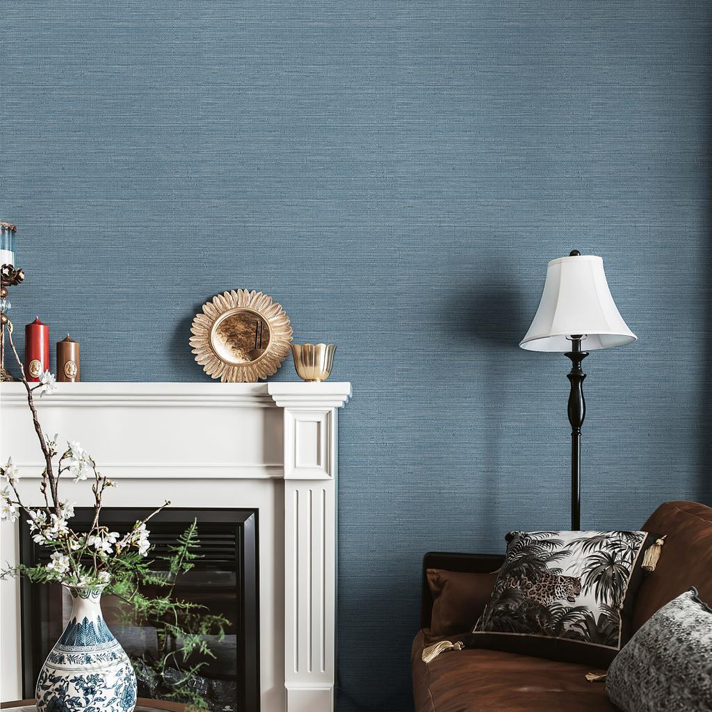 Blue Texture Straw PVC Wallpaper Peel And Stick Furniture Cabinet Stickers Bathroom Kitchen Waterproof Self-adhesive Decor