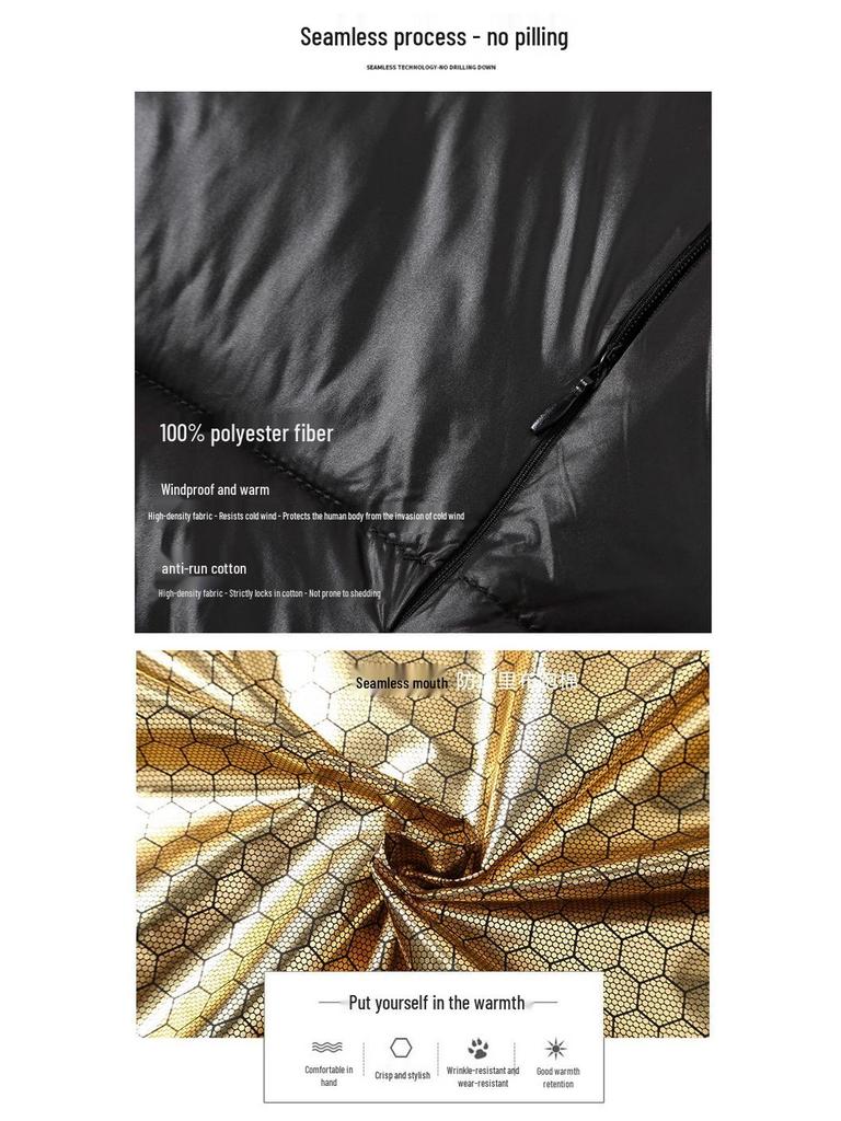 Svart & Guld DunbomullsVäst för Män & Par - Utomhus, Tjock, Varm & Trendig Väst