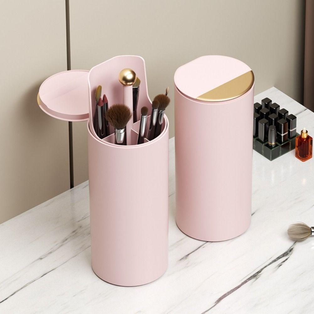 4 Slots Automatic Lifting Makeup Brush Holder Dust-proof Waterproof Makeup Brush Storage Tube Large Capacity Plastic