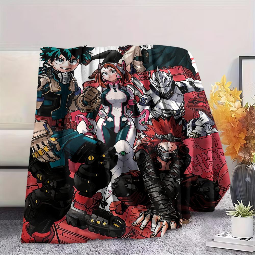 My Hero Academia Poster Pattern Flannel Blanket, High Quality Comfortable for All Seasons, Home Decor, Warmth and Comfort, Perfect for Gifts.
