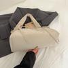 Cream Soft Shoulder Bag with Adjustable Drawstring Bows for Casual Daily or Trendy Urban Outings