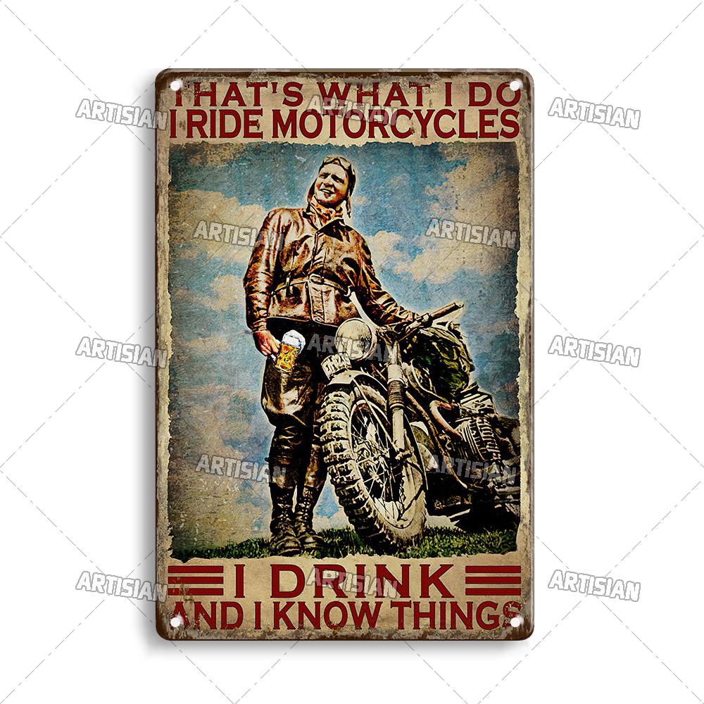 Artisian Motorcycle Metal Poster Motorbike Tin Plaque Racing Riding Decorative Plate Wall Decor Garage Bar Pub Club Hotel Cafe