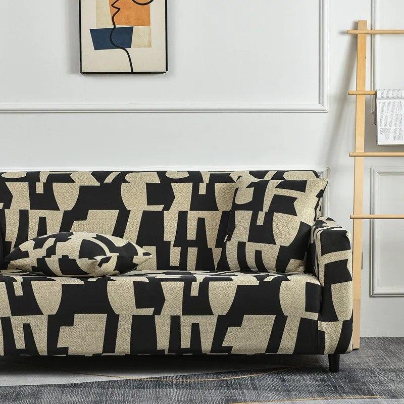 Geometrischer elastischer Sofabezug für Wohnzimmer, Couchbezug, hochelastischer Sofabezug, Möbelschutz, alle Bezüge, Heimdekoration