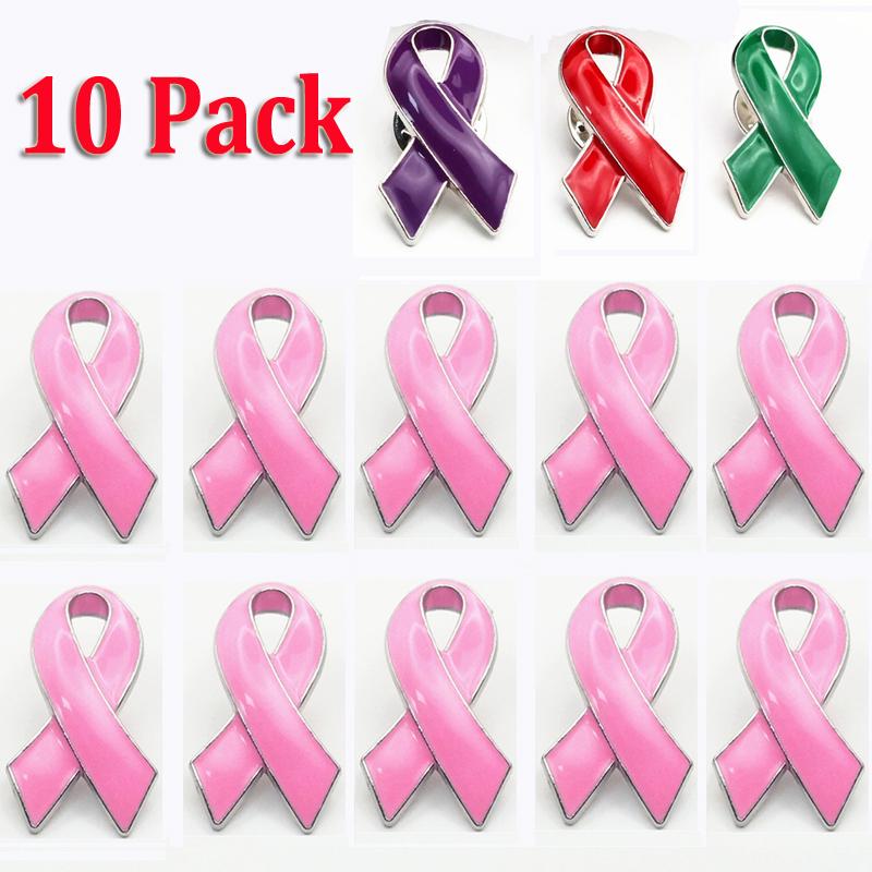 10 Pack Ribbon Lapel Pin Domestic Violence Awareness Brooch Alzheimers Epilepsy Lupus Cancer Awareness Pins 9 colors фиолетовый