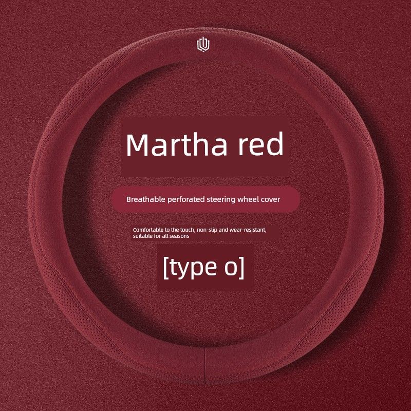 

26 New Car Steering Wheel Covers for Men and Women, Suitable for All Seasons, Ultra-Thin Suede Sweat-Absorbent Anti-Slip Protective Cover Martha Red - Round