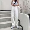 Women's High Waist Straight Leg Jeans Casual White Denim Pants Loose Trousers