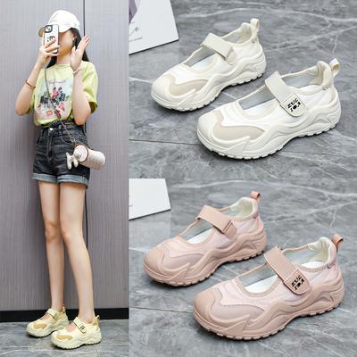 Zapatos Mary Jane de boca poco profunda para mujer 2025 verano nuevos sandalias deportivas con velcro de suela gruesa zapatillas de entrenamiento retro Forrest Gump para mujer