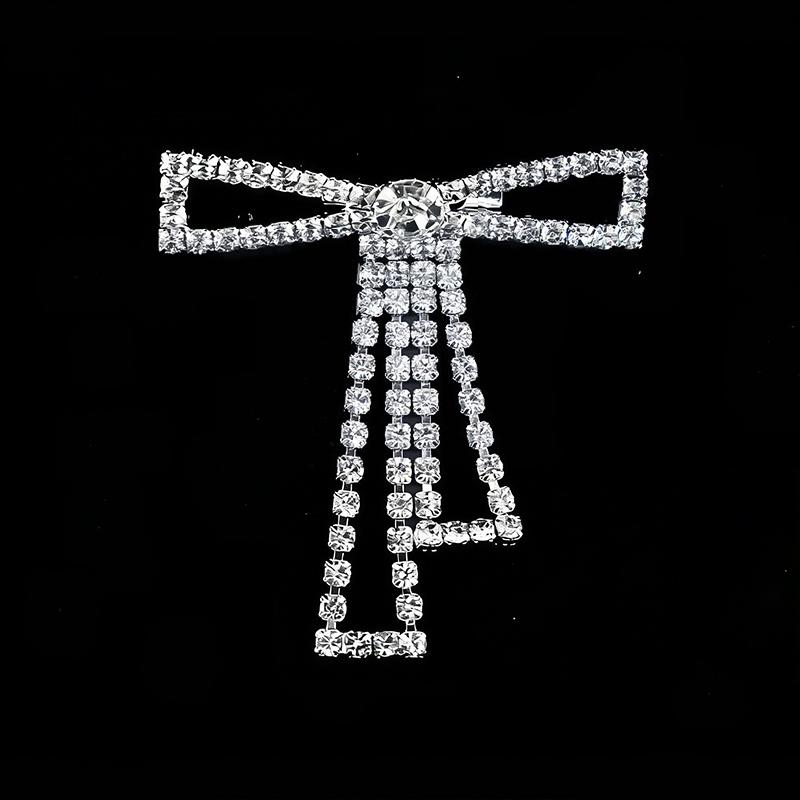 Crystal Bowknot Brooch Charming Women Lapel Pin Gorgeous Rhinestone Sweater Suit Accessory for Special Gatherings
