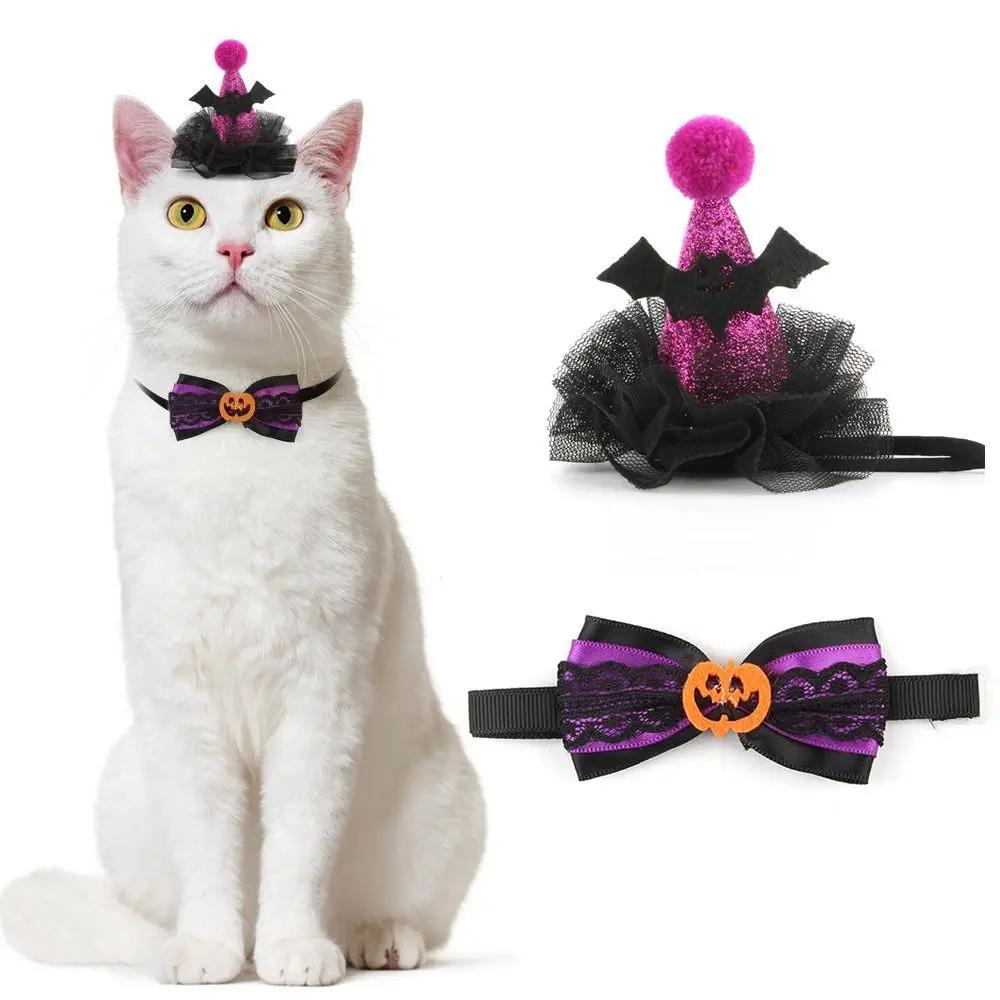 New Halloween Cat Collars Kawaii Elastic Pet Headwear Cute Pumpkin Dog Necklace