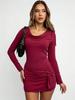 New European and American Style High-end Piled Collar Autumn Long-sleeved Design Slim-fitting Hip-wrapped Dress