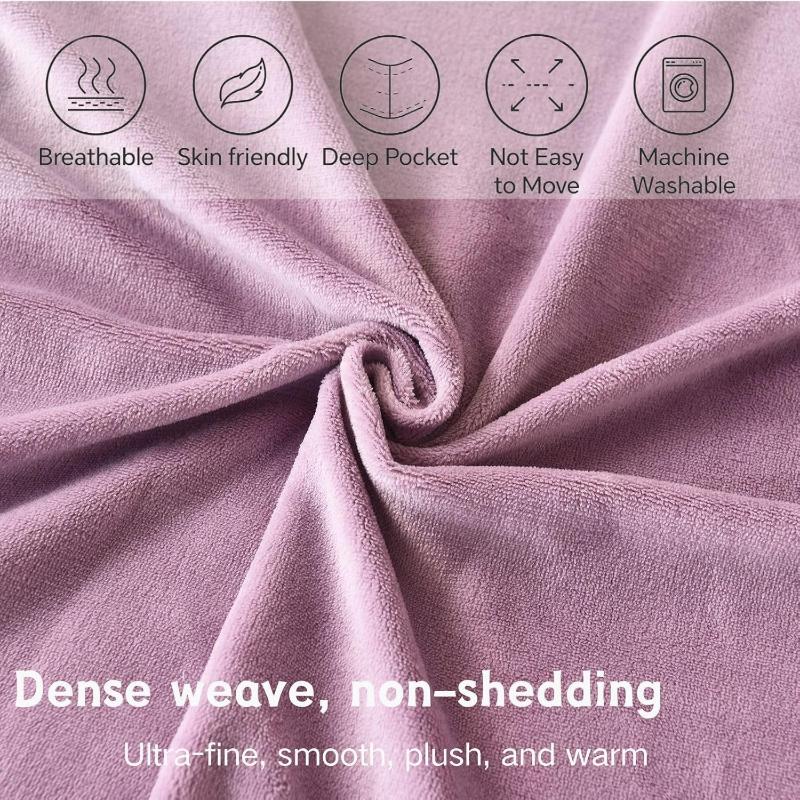 

Hot Fine Flannel Fitted Sheet Winter Warm Coral Fleece Mattress Protector Cover Soft Breathable Bed Cover Pillowcase 90x200x30cm фиолетовый