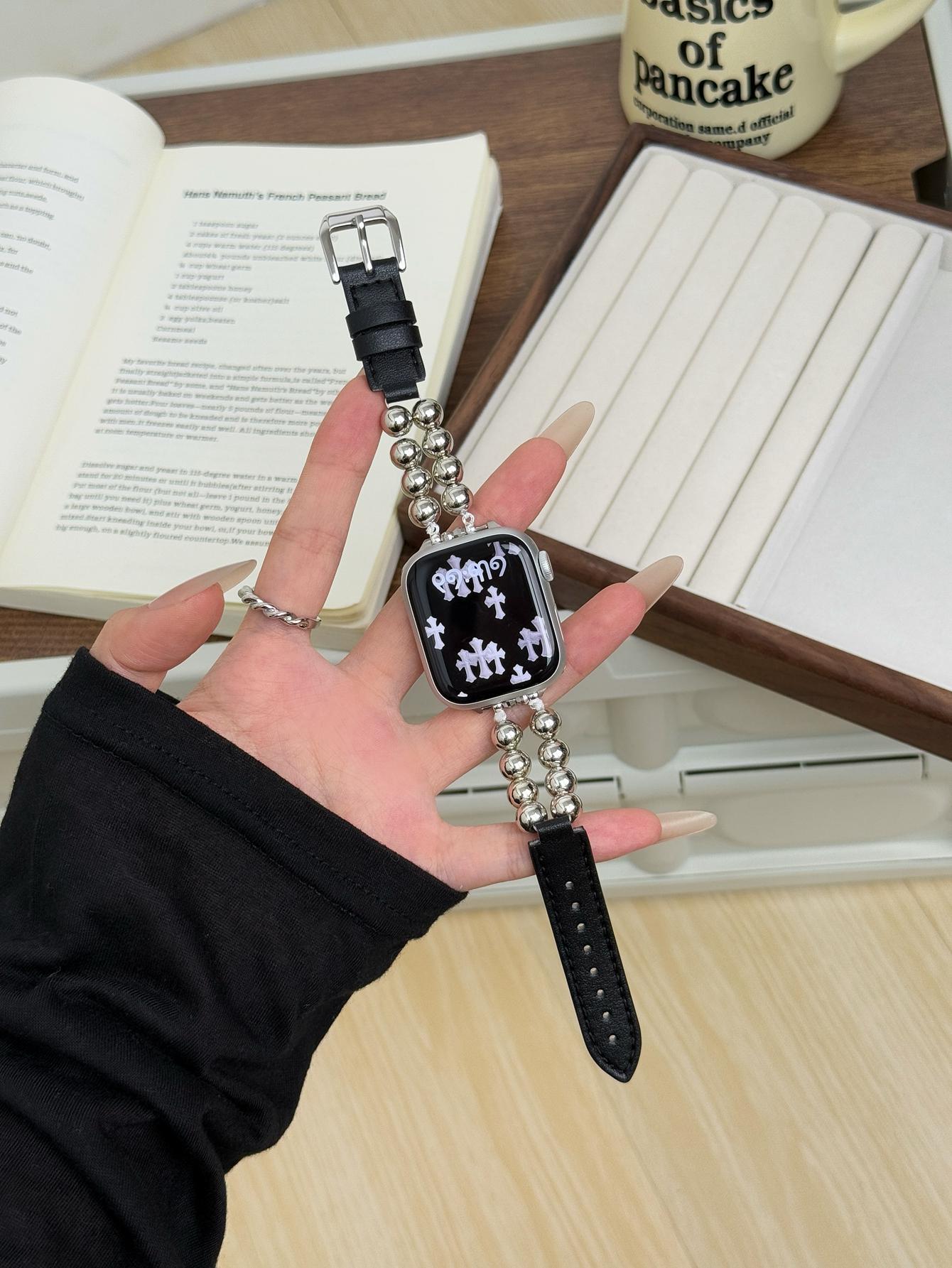 

Гарні намистини Шкіряна петля Для ремінця Apple Watch жіночий Серія Ultra 10/9/8/7/6 38мм 40мм 41мм 42мм 44мм 45мм 46мм Ремінець 42mm44mm45mm46mm49mm чорний