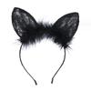 Lace Cat Ears Headband Black Lovely Cat Ear Hairband Masquerade Hair Hood Party Decoration Headdress Halloween Nightclubs Hair Accessories for Women a