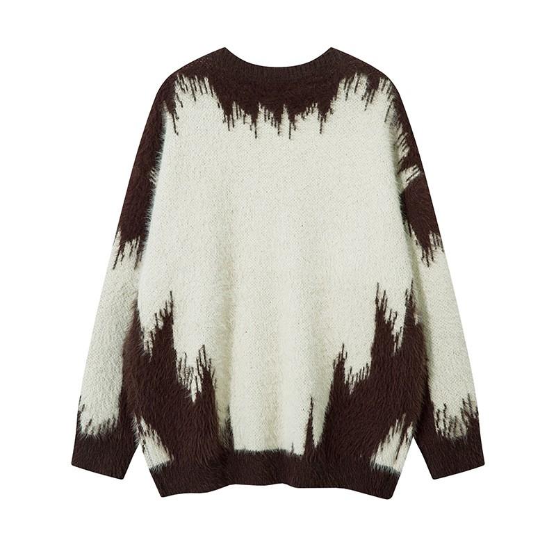 Unisex Oversized Cozy Knit Sweater With Faux Mink Texture Streetwear Style Winter Warm Pullover Youth