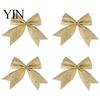 Champagne Party Supplies 4Pcs Glitter Christmas Bow, Sparkling Ribbon Hanging Ornament for Floral Arrangement Bows Tree Front Door Wreath, Festive