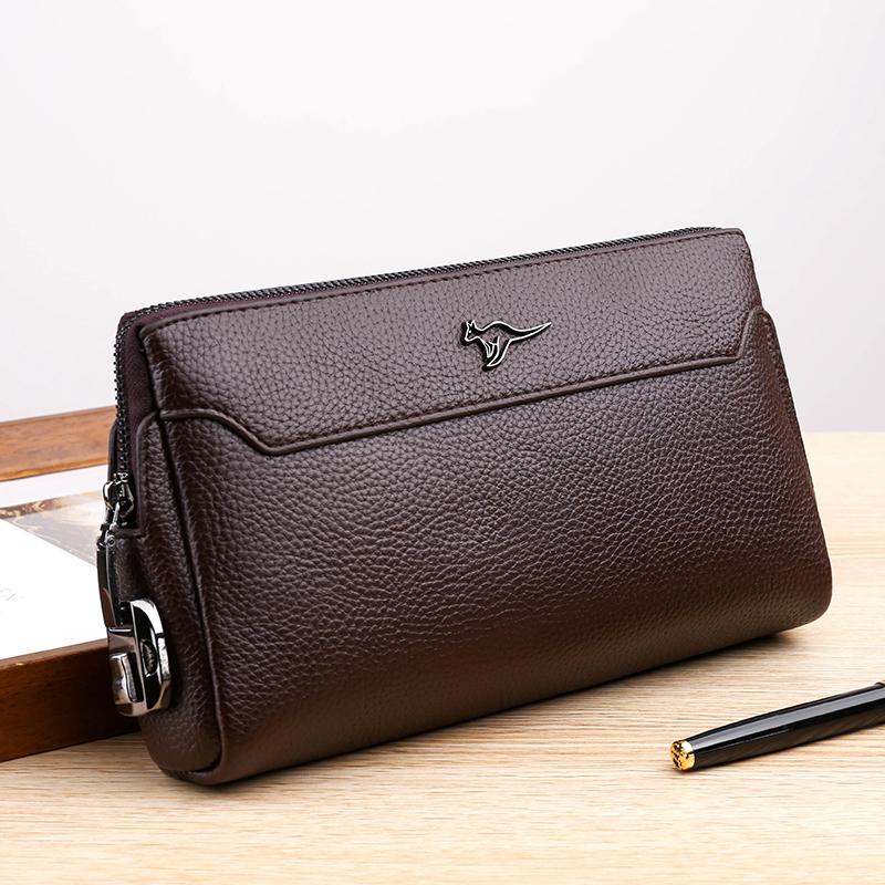 Fashion Business Men's Handbag Clutch Bag Anti-theft Lock PU Leather Male Waist Bag 3 Layers Design Stylish Men's Money Pouch