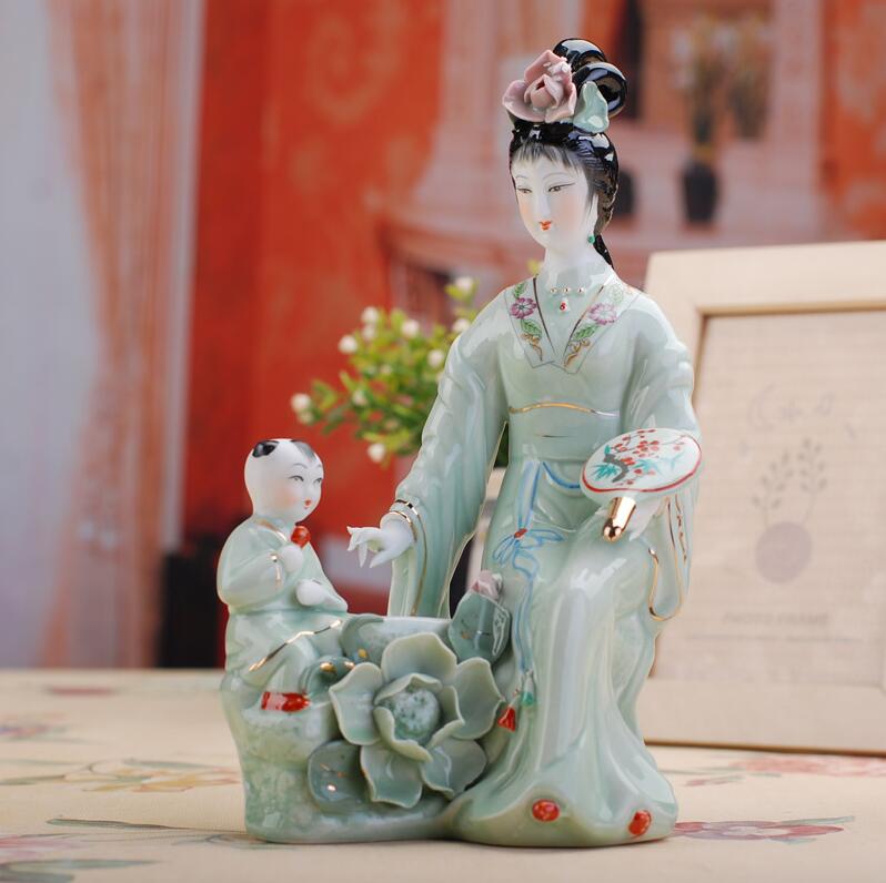 Jingdezhen Handmade Classic Ceramic Beauty Figurine Porcelain Chess Painting Sculpture Home Livingroom Ornament Craft Decoration