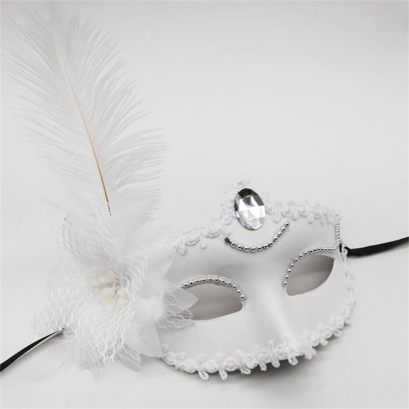 Party Masks Venice Adult Masquerade Princess Mask Female Half Face Sexy Side Flower Ostrich Fluff Masks Festival Event Supplies