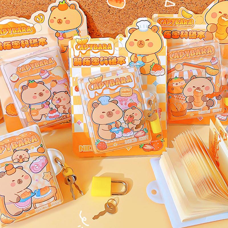 Cartoon Portable Capybara Mini Spiral Notebooks Cute Waterproof Pocket Notepads For Birthday Party Favors Students Rewards