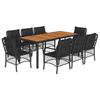 VidaXL 9-Piece Garden Dining Set with Cushions, Patio Table and Chairs, Outdoor Furniture Terrace, Modern, 3212047
