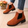 fashion 2024 Women's Winter Shoes Cow Suede Ankle Boots Chelsea Thick Sole Boots Black Women's Autumn Fashion Thick Sole Short Boots