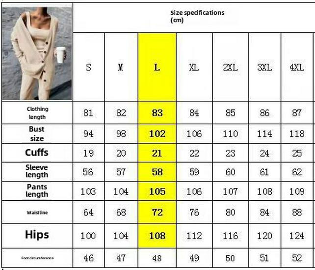 2023 Women's Long-Sleeve Solid Color Knitted Three-Piece Suit