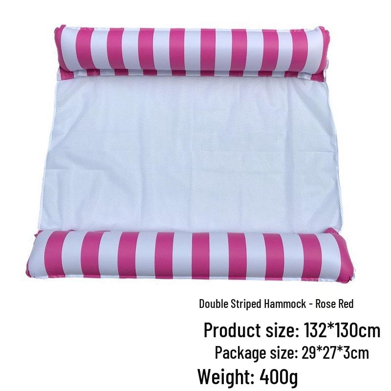 Inflatable PVC Float Recliner: Foldable Striped Swimming Bed