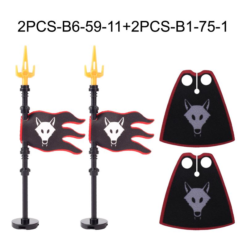 Medieval Military War Army Castle Knight Soldier Figures Building Blocks Weapon Cloak Helmet Shoulder Armor Flag Warrior Shield