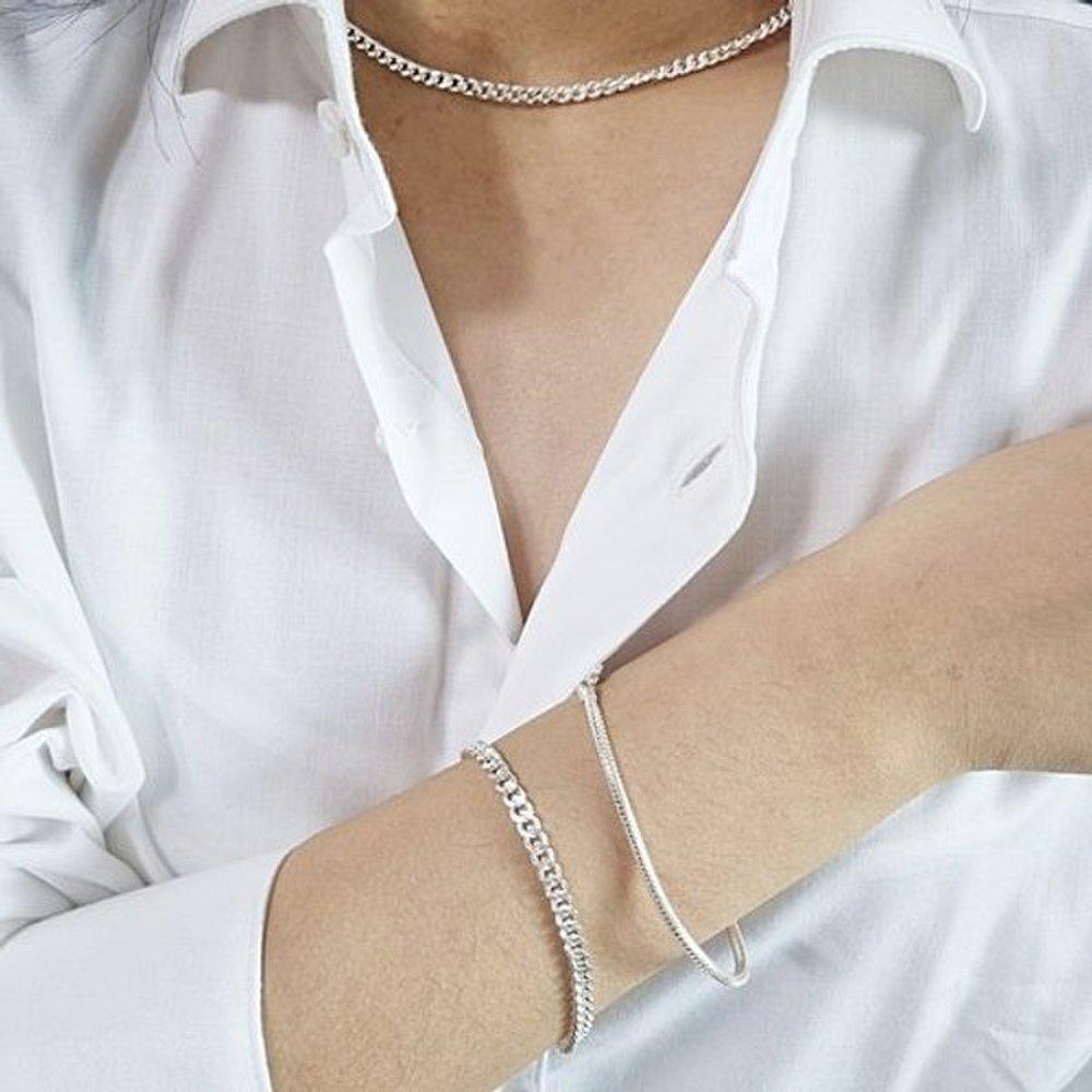 Curved 3mm Silver Bracelet Popular Couple Sterling Silver Birthday Gift for Son