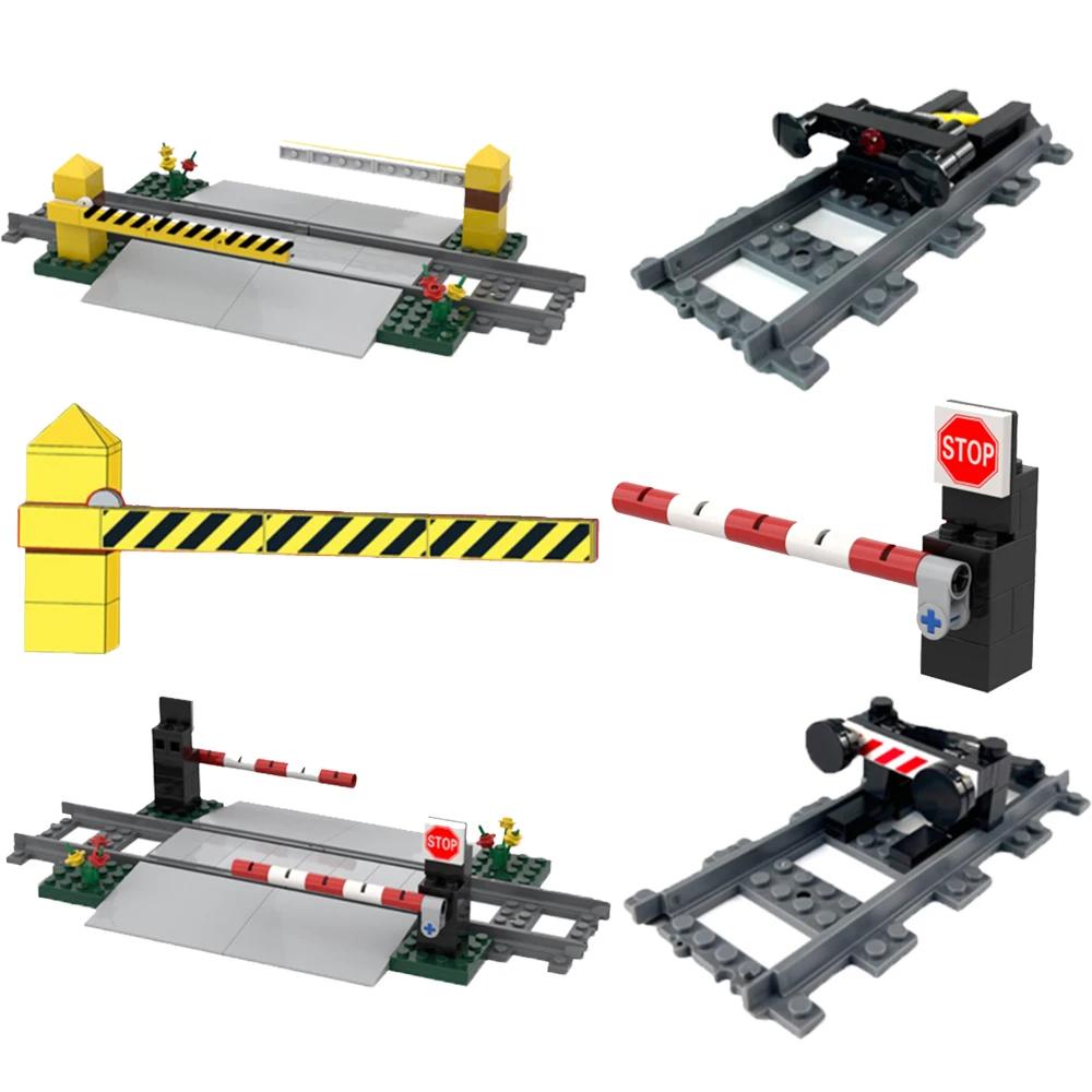 City Train Parts Tracks Train Station Bricks Railway Buffer Stop Model Rails Straight Curved Railways Building Blocks MOC Toys