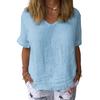 Camicetta pullover estiva tinta unita T-shirt da donna a maniche corte con scollo a V