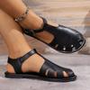 2024 Letní Nové Vysoce Kvalitní Dámské Boty Baotou Jednobarevné Dámské Sandály Velká Velikost Spona Módní Dámské Sandály