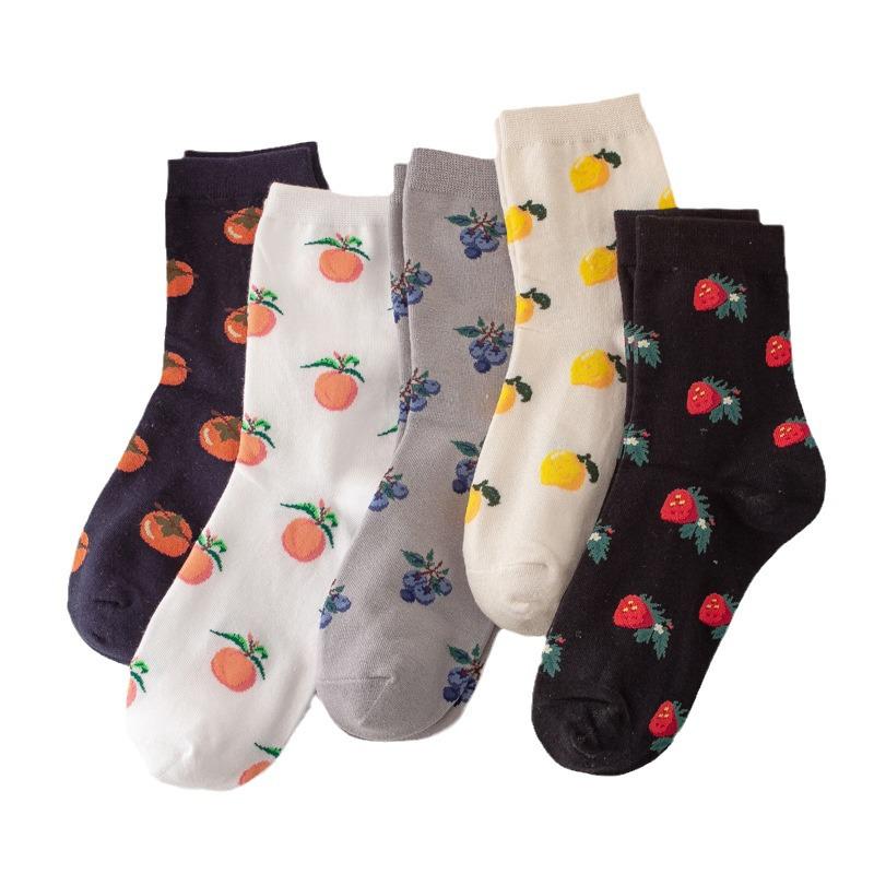 Japanese Cute Fruit Pattern Mid-Calf Women's Retro Socks