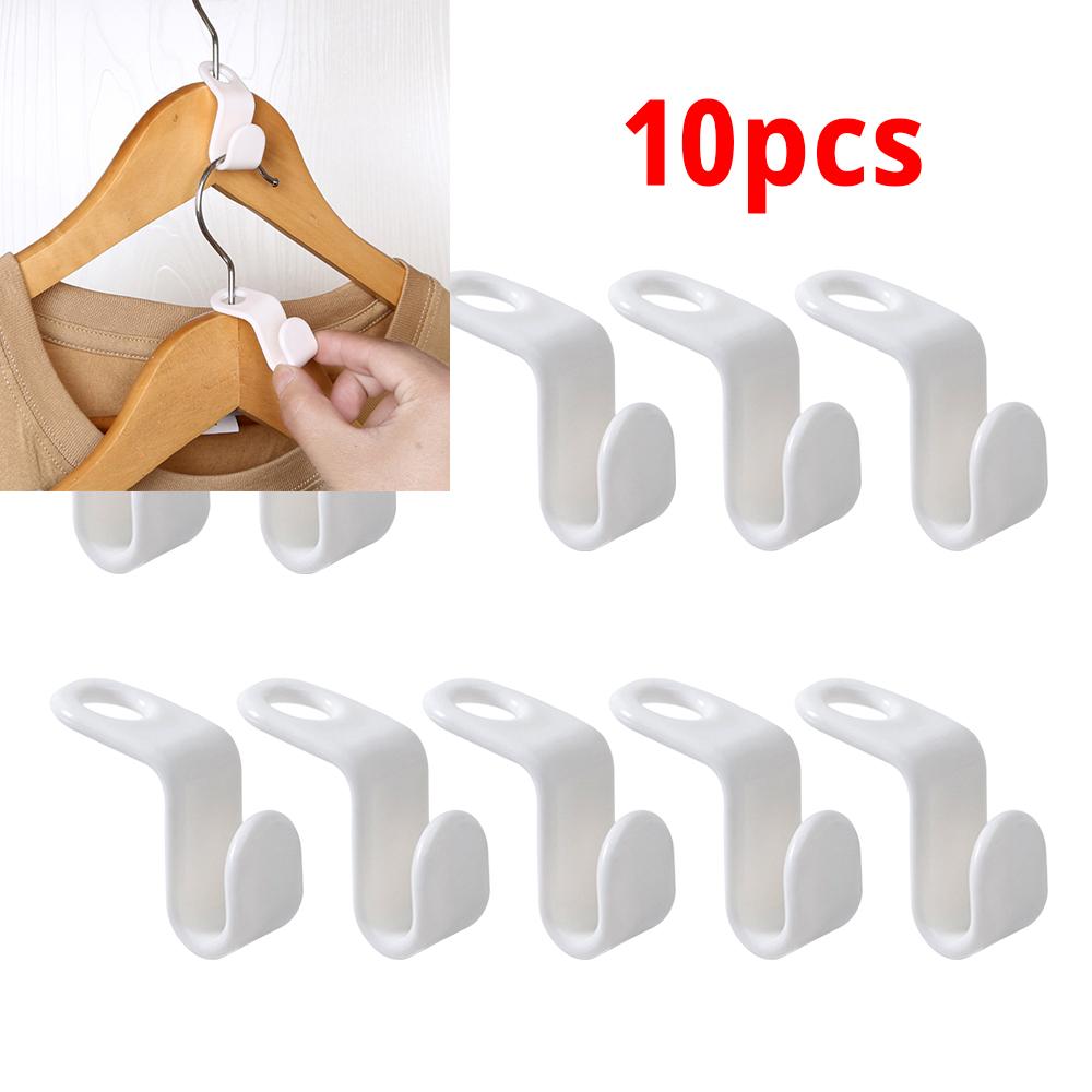 

50/10Pcs Clothes Hanger Hooks Space Saving Closet Connector Hook Cascading Hanger Plastic Extender Clips Wardrobe Coat Organizer
