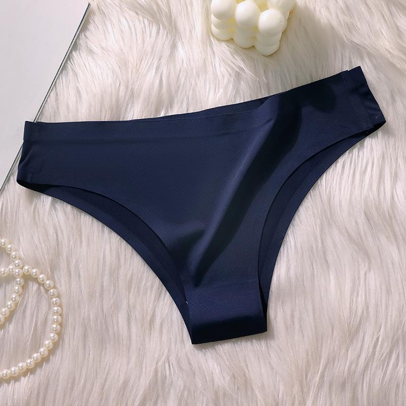 

Трусы-стринги из бесшовного ледяного шелка с низкой посадкой в европейском и американском стиле для женщин, однотонные XL