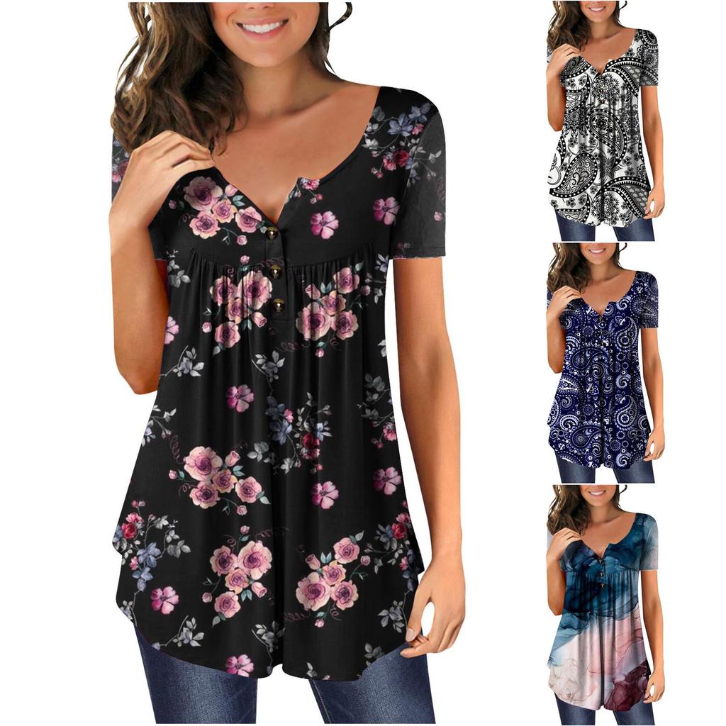 T-shirt Femme Ample à Col V Et Manches Courtes MIHOLL - Basique, Uni, Confortable - Pour Toutes Les Saisons