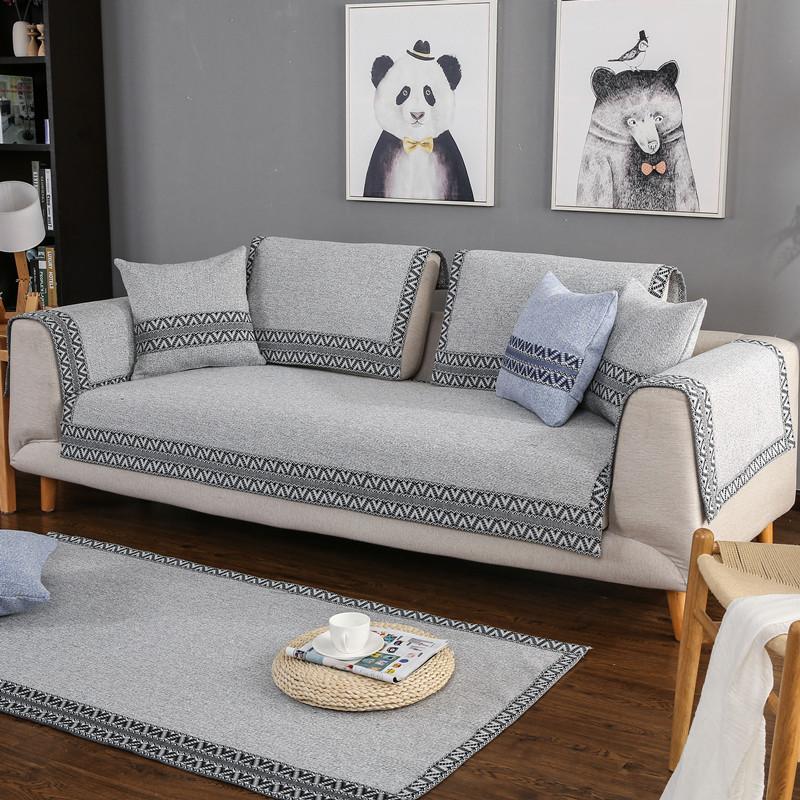Four Seasons General Fabrics Cotton and Linen Sofa Cushion Simple Modern Cotton Woven Sofa Covers