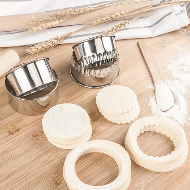 3Pcs Stainless Steel Dough Cutter Dumplings Molds Round Cookie Biscuit Cutters Circle Pastry Cutters Baking Circle Ring Molds
